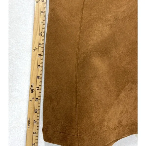 Mittoshop Moto Jacket Womens Large Brown Faux Suede Full‎ Zip Lapel Collar - Picture 9 of 10